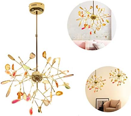 Chandelier Firefly Colorful Agate Piece Branches LED Post Modern Pendant Lights Dining Room Bedroom Living Room Kitchen