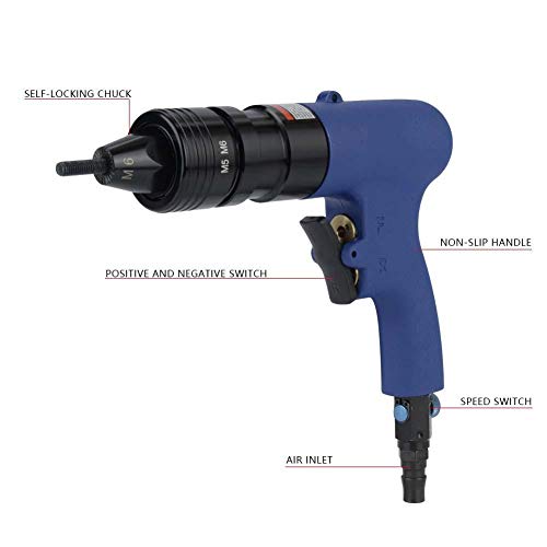 Pneumatischer Nietmesser,Pneumatic Riveter Pneumatische Riveter Luftnietmutternpistole Zugmutter Nail Gun… – Bild 6