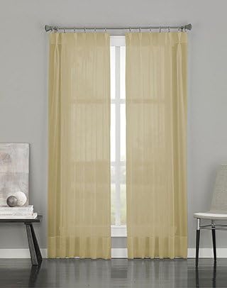 Curtainworks Soho Voile Sheer Pinch Pleat Curtain Panel, 29 by 132", Antique