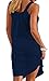 Camisunny Summer Beach Mini Dress Dresses for Women Beach Dress Sleeveless Round Neck Above Knee Length Pleated Size S Navy Blue