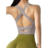 Women's Strappy Sports Bra Criss Cross Back Crop Tank Top Padded Fitness Workout Tops Longline Yoga Bras