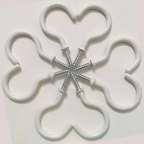 Ceiling Hooks for Hanging,10 Pack 2 inch Vinyl Coated Screw in Heavy Duty Hooks,Cup Plant Holders for Outdoor Indoor,White