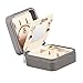 YAPISHI Travel Jewelry Case for Girls Women, Portable Storage Jewelry Box with Makeup Mirror, Small Jewelry Organizer for Earrings Necklace Rings Bracelet Watch Cosmetic, Leatherette Grey Display Case