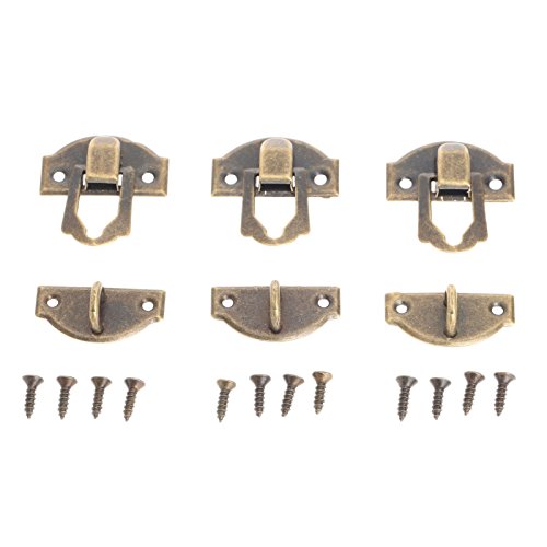 Dophee 10pcs Antique Brass Decorative Hasp Jewelry Wooden Box Hasp Latch Lock With Screws