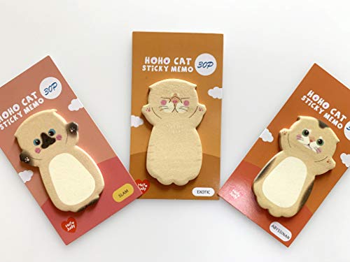 Cute Kawaii Cat Sticky Notes Memo Pad Set of 8, Japanese Stationery, Party Favors, Gift for Cat Lovers - Thumbnail 3