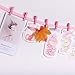 Whaline Mini Pink Clothespins 100 Pieces Baby Shower Clothes Pins Small Wooden Clothespin with Pink Rope for Girl Party Favors and DIY Baby Girl Gender Reveal Parties