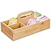 mDesign Bamboo Wood Compact Tea Storage Organizer Caddy Tote Bin - 6 Divided Sections, Attached Handle - Holder for Tea Bags, Coffee, Packets, Sugar/Sweeteners and Small Packets - Natural