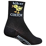 SockGuy, Women's Cycling Sock, Biker Chick, 3 inch