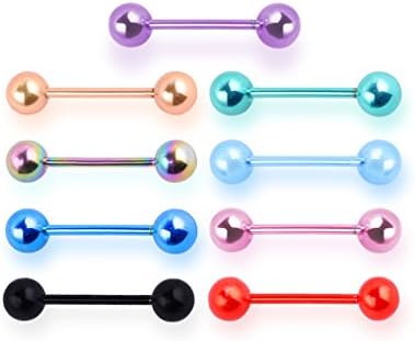 9 Pcs Stainless Steel Barbell Tongue Rings Cartilage Earrings Nippel Ring Body Piercing