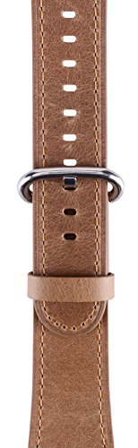 PEAK ZHANG Apple Watch Band 42mm Men Caramel Vintage Genuine Leather Replacement Wrist Strap with Stainless steel Clasp for Apple Watch Series 3 2 1 Edition Sport