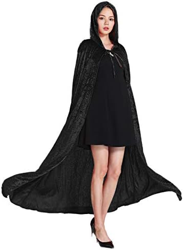 Unisex Hooded Cape Long Velvet Cloak with Hood Halloween Christmas Cosplay Costumes 59inch S003BM