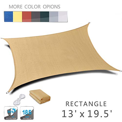 Love Story 13' x 19'5'' Rectangle Sand Sun Shade Sail Canopy UV Block Awning for Outdoor Patio Garden Backyard