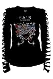 Active Bling Bling Hair Designer Rhinestones T-shirt Ripped Slit Cut Out Salon Stylist Shirt