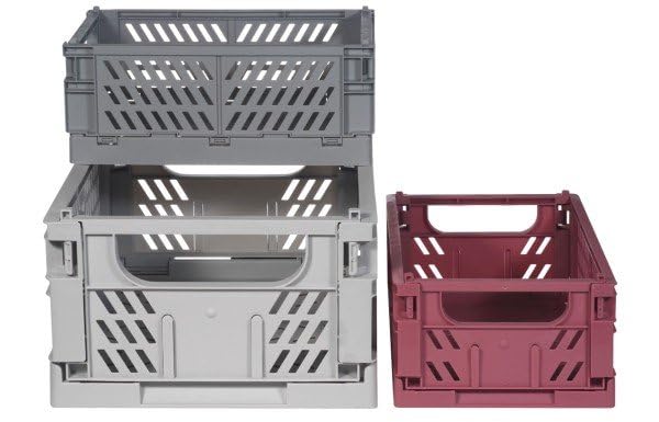 Kindsgut foldable box set, collapsible storage box made of plastic, more order in discreet colours and simple design, stackable, Clara