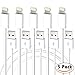 Charging Cables by JSD TM - 3 Feet USB to 8 pin charger for iPhone 5, 6, 7, iPad Air, Mini, 4th Gen, iPod Touch 5th Gen. Lightning Cable. Data Sync and Charging Cable Charger. iOS 10+ (5 Pack)