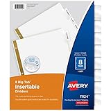 Avery 8-Tab Binder Dividers, Insertable Clear Big Tabs, 1 Set (11124)