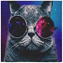 Universe Space Cool Galaxy Cat Wearing Sunglasses Thin Soft Towel 13"x13"(One-sided Printing)