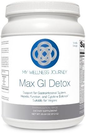 Max GI Detox- Vanilla Delight Nutrient Rich, Low-Allergy & Fructose Free Protein Shake Mix for Detoxification and GI Balance- 14 Servings- 28.64 oz (812 g)