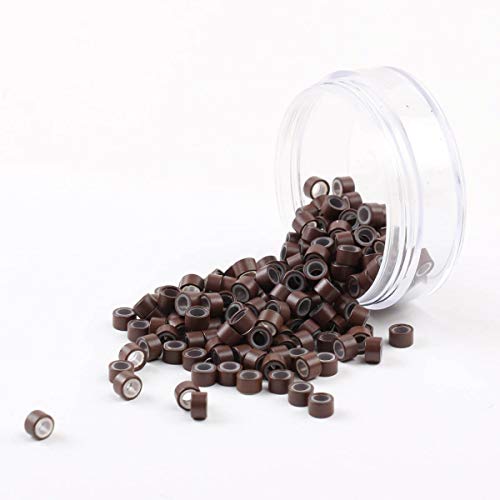 Beauty On Line 200Pcs Beads Silicone Aluminium Micro Nano Rings 3mm Lined For I Tip/Nano Hair Extensions Tool Beads (Brown) - Thumbnail 3