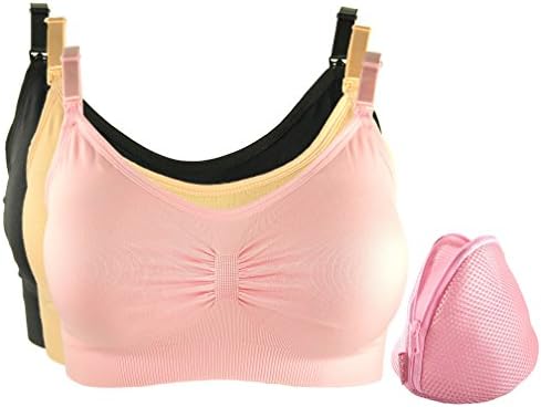 Comfort+ (3-PACK) Womens Maternity Seamless Nursing Bra Bralette - Medium