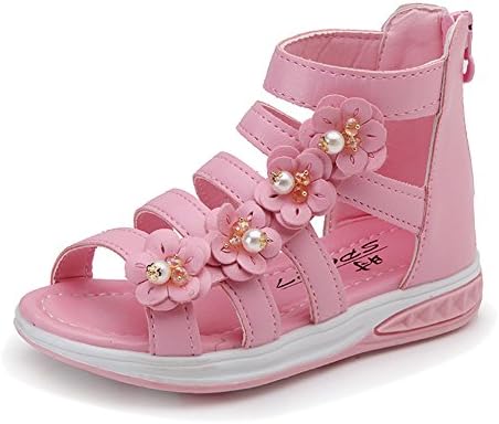 Lagvis Toddler Little Kids Girls Fashion Flower Beaded Sandals Pink 27 9.5 M Toddler