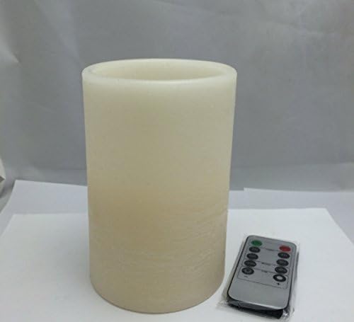 Ivory wax Lights with timer, Battery Operated candle with rustic , multi-function Remote Set of 1, 4 by 6inch height,vanilla scent