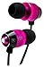 Bastex Universal Earphone/Ear Buds 3.5mm Stereo Headphones in-Ear Tangle Free Cable with Built-in Microphone Earbuds for iPhone iPod iPad Samsung Android Mp3 Mp4 and More-Hot Pink/Black