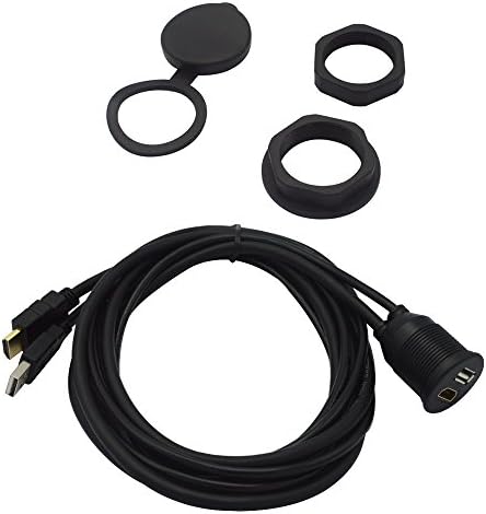 BITOO 2 Meter 6.6ft USB and HDMI Extension Flush, Dash, Panel Mount Cable, for Car, Boat, Motorcycle and More …