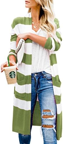 Womens Long Cardigans Plus Size Oversized Sweaters Duster Striped Fall Cardigan Color Block