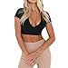Antopmen Women Sexy Deep V Neck Short Sleeve Back Cross Tied Up Tee Backless Lace Crop Top (Medium, Black)