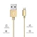 BULESK iPod - Gold Cable 6' Nylon Braided Lightning to USB Charger Cord for iPhone 7 Plus/6S/6/Se/5S/5C/5, iPad 2/3/4/Mini Air Pro/iPod - Gold - 3 Piece