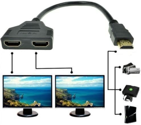 1080P HDMI Switch Male to 2 HDMI Female Chenduomi 1 in 2 out Splitter Cable Adapter Converter Black for DVD Players/PS3/HDTV/STB and Most LCD Projectors