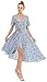Wantdo Women's Button Up Split Floral Maxi Dress Casual V Neck Long Dresses