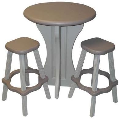 Leisure Accents Pub Set, 30-Inch Round with 2 Stools, Redwood/Beige by Leisure Accents