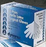 Dynarex Sterile Latex Pre-Powdered Surgical Gloves, Size 7, Box of 50 Pairs