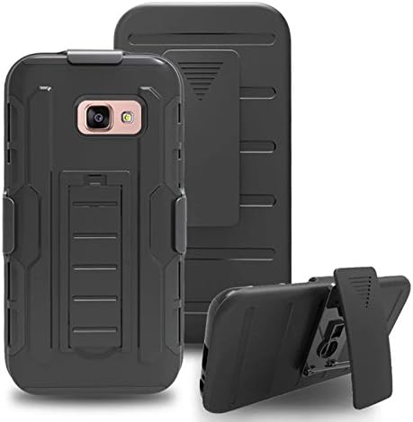 Samsung Galaxy A5 2017 Heavy Duty Case Black, TOUGH GUARDIAN Shockproof Hybrid Heavy Duty Dual Layer Rugged Armor Case Kickstand Cover Hybrid Hard Shell Cover with Belt Clip