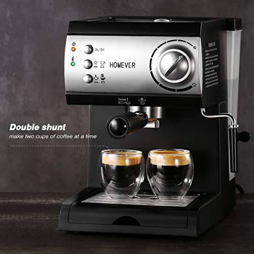 Espresso Siebträgermaschine,Homever 15 Bar Espressomaschine Kaffeemaschine mit Milchschaum Düse,1050W Direktwahltasten… – Bild 3