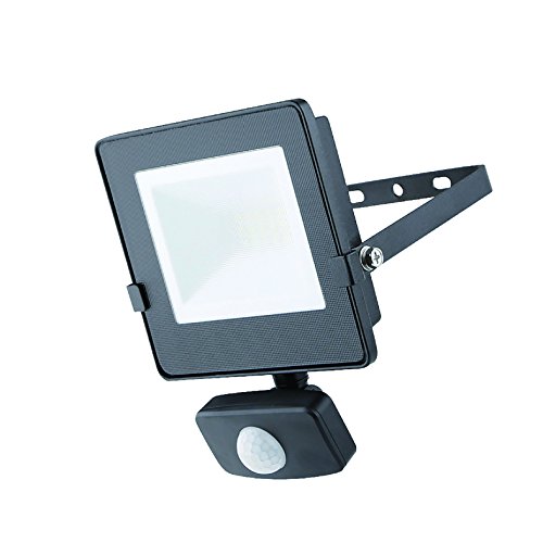 Masterplug EFL50B40PIR-MP Extra-Flat Outdoor Floodlight with Motion Sensor, Steel/, 50 W, Black, 237 x 251 x 62 mm