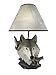 Gray Wolf Bust Table Lamp W/Nature Print Shade