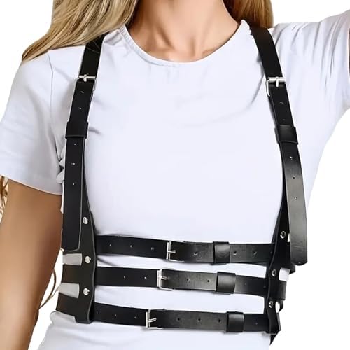 Amazon.com: REETAN Chest Chain Harness Fashion Leather Rave  display picture 3