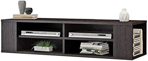 Belovedkai Floating Wall Mounted TV Media Console, Media Storage Cabinet TV Media Stand Shelves for Living Room Bedroom Furniture (Black)
