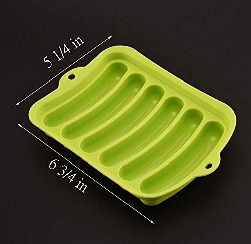 2 Pack Non-Stick Silicone Sausage Mold for Homemade Hot Dogs - DIY Hot Dogs - Hot Dog Mold for Oven and Microwave (Blue and green)