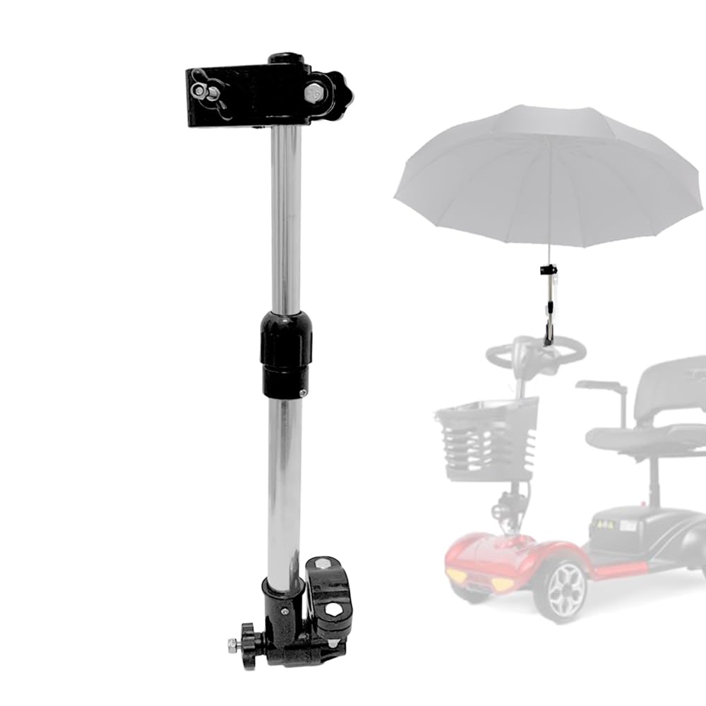 Photo 1 of ?Sunshade Umbrella with Holder for Baby Stroller, Golf Cart, Bicycle - Eccentric Shaft Design, Fits for 0.78"-1.2" Handlebar (Black-A)