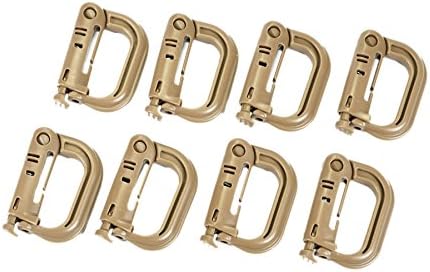 ALTTIMERY Pack of 8 Multipurpose High Strength D-Ring Grimloc Locking for Molle Webbing (Khaki)