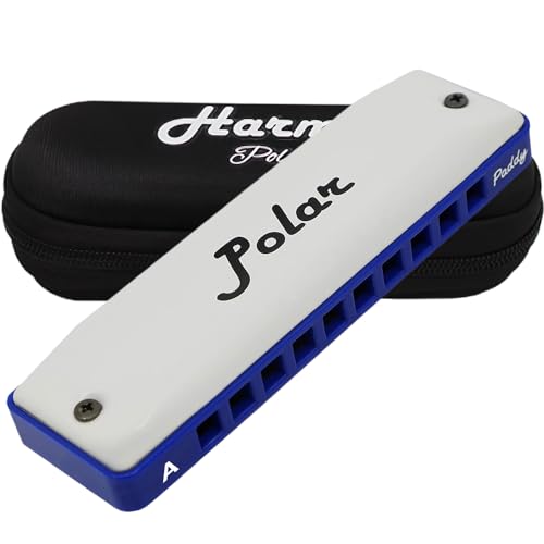 Harmo Polar Diatonic Harmonica Key of Low F, Paddy Richter Tuning - Specialized for Irish, Bluegrass, Celtic and Folk Music, Mouth Organ With Case, Harmonica for Kids, Adults (A)