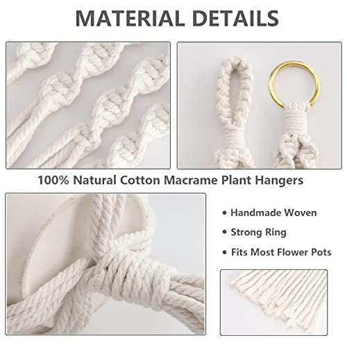 4 Packs Macrame Plant Hangers with 4 Hooks, Qveetry Hanging Planters Indoor Outdoor Handmade Cotton Rope, Flower Pots Holder for Home Garden Balcony Ceiling Decorations