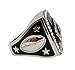 Decade Awards 2018 Silver Fantasy Football Champion Ring with Rhinestone Border | Heavy FFL League Champ Ring with Stand