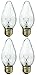 Pack Of 4 60/F15 60 Watt Decor Wrinkled Flame Medium Base Shatter Resistant Incandescent Light Bulb