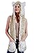 Snow Leopard Faux Fur Full Animal Hood Hoodie Hat with Paws Mittens Gloves New by HatButik