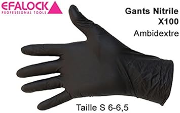 Gants Nitrile Noir Taille S X100 Efalock Amazon Fr Beaute Et Parfum